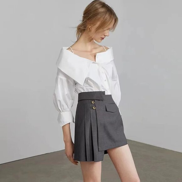 J.ING Oksana Off-Shoulder Asymmetrical Blouse - White - Picture 2 of 7